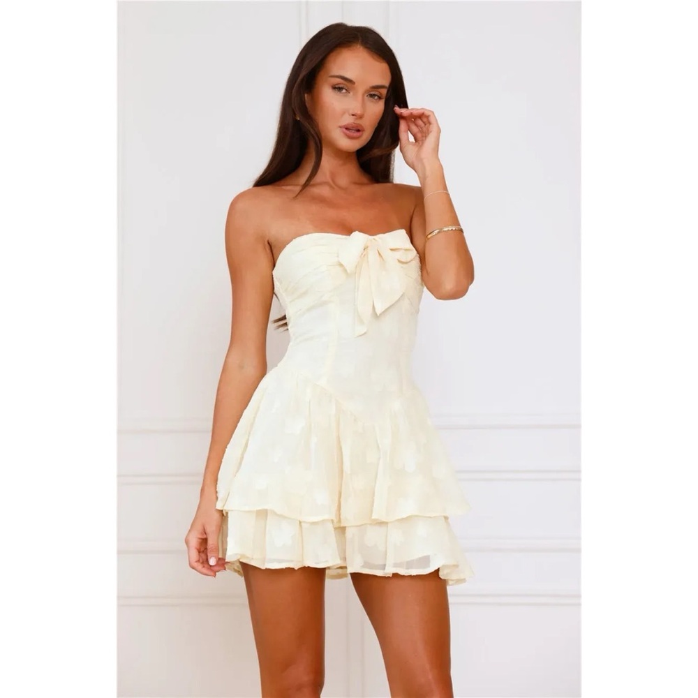 Hello Molly Cream Strapless Mini Dress